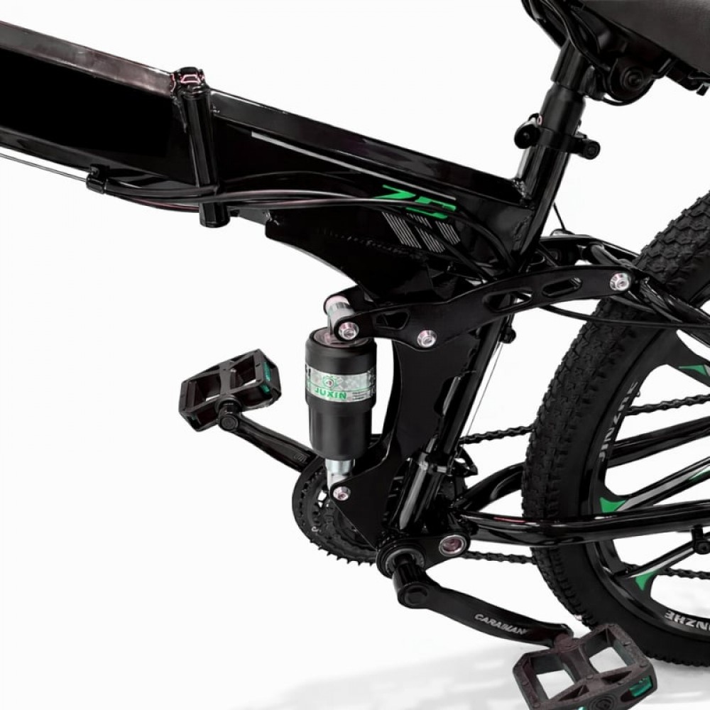 Bicicletă Caraiman, pliabilă, roți 26 inch, cu dublă suspensie, frâne pe disc, VERDE 26ZDV BICICLETE ADULTI