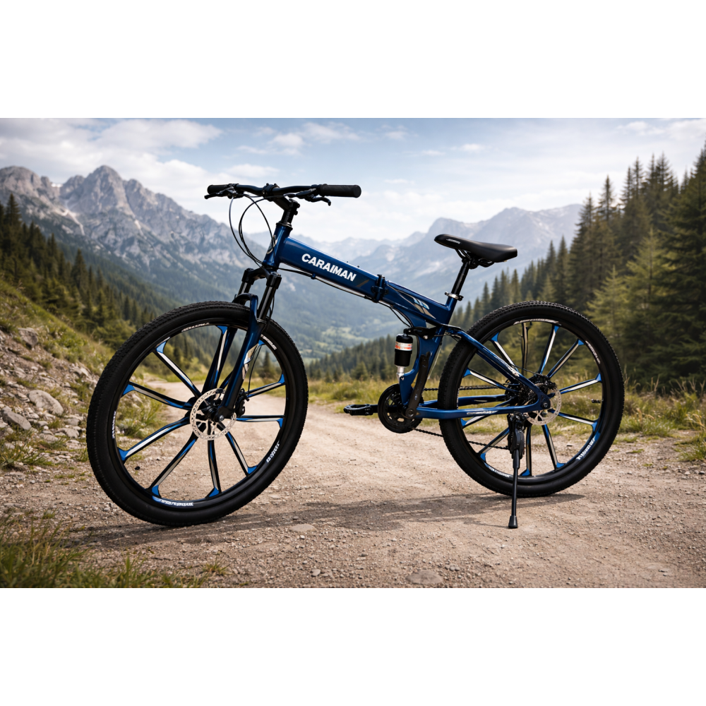 Bicicletă Caraiman, pliabilă, roți 26 inch, cu dublă suspensie, frâne pe disc, CAMELEON 26ZDC BICICLETE ADULTI