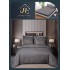 Lenjerie de pat 6 piese Damasc cu elastic 180x200 – Gri cu dungi LDMY1