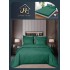 Lenjerie de pat 6 piese Damasc cu elastic 180x200 – VERDE cu dungi LDMY2