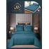 Lenjerie de pat 6 piese Damasc cu elastic 180x200 – ALBASTRU cu dungi LDMY3