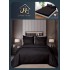 Lenjerie de pat 6 piese Damasc cu elastic 180x200 – NEGRU cu dungi LDMY4
