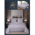 Lenjerie de pat 6 piese Damasc cu elastic 180x200 – GRI DESCHIS cu dungi LDMY5