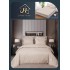 Lenjerie de pat 6 piese Damasc cu elastic 180x200 – CREM cu dungi LDMY6