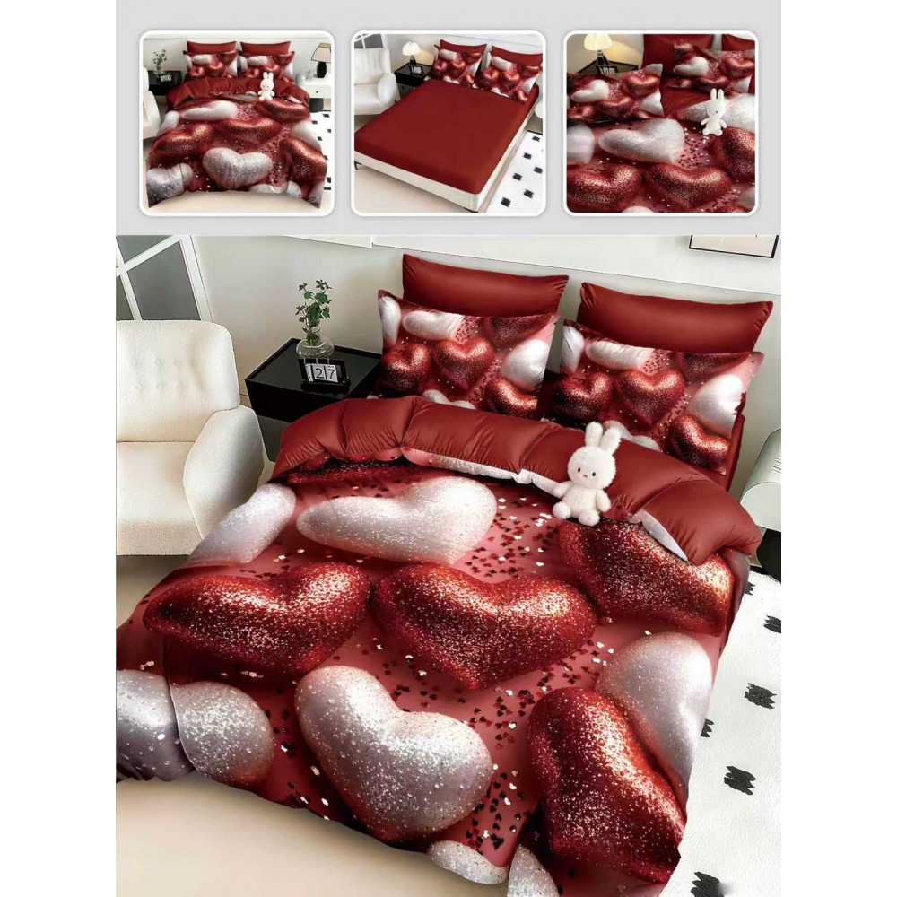 Lenjerie de pat 6 piese 5D cu elastic 180x200 – LF5DM5 LENJERII DIN FINET 5D