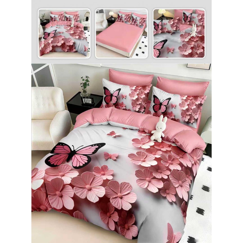 Lenjerie de pat 6 piese 5D cu elastic 180x200 – LF5DM6 LENJERII DIN FINET 5D