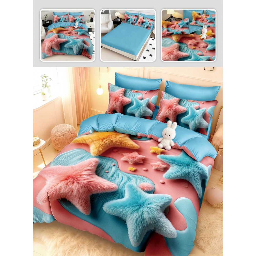 Lenjerie de pat 6 piese 5D cu elastic 180x200 – LF5DM7 LENJERII DIN FINET 5D