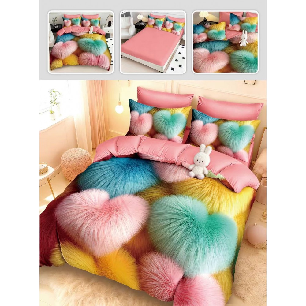 Lenjerie de pat 6 piese 5D cu elastic 180x200 – LF5DM8 LENJERII DIN FINET 5D