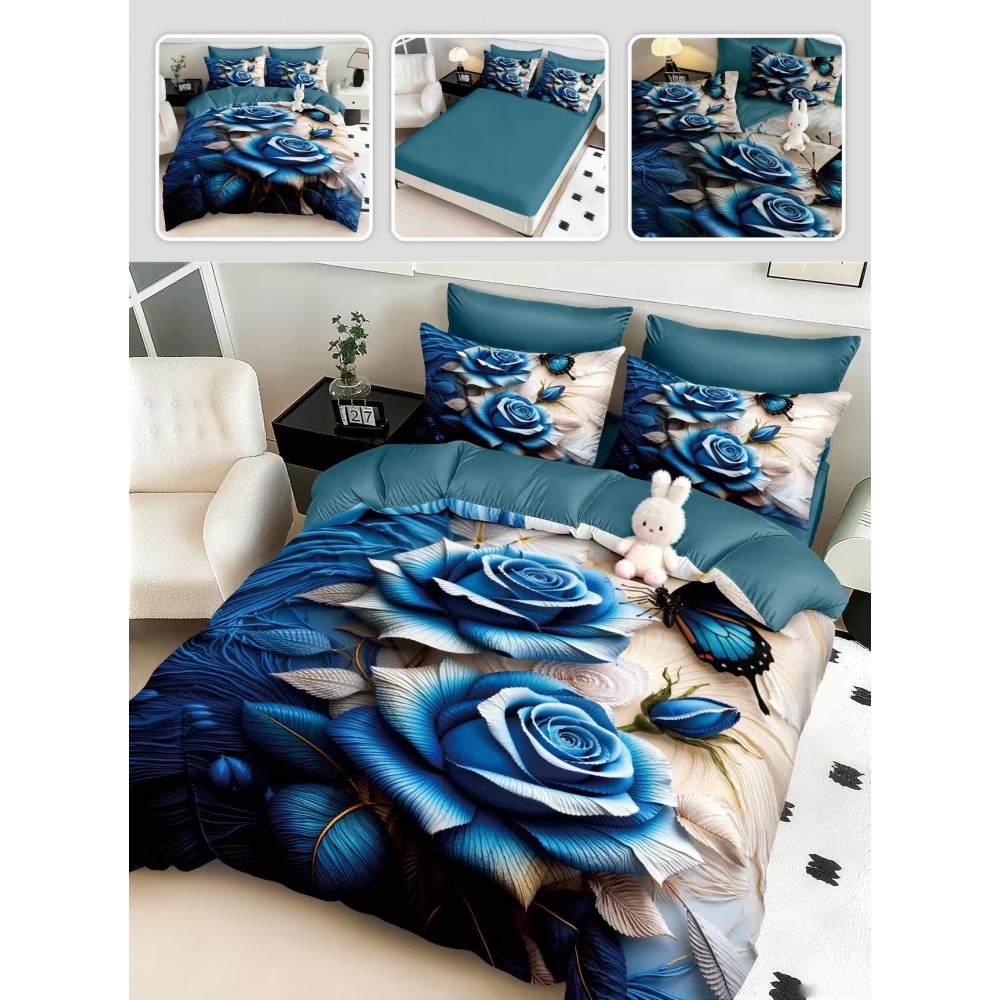 Lenjerie de pat 6 piese 5D cu elastic 180x200 – LF5DM13 LENJERII DIN FINET 5D