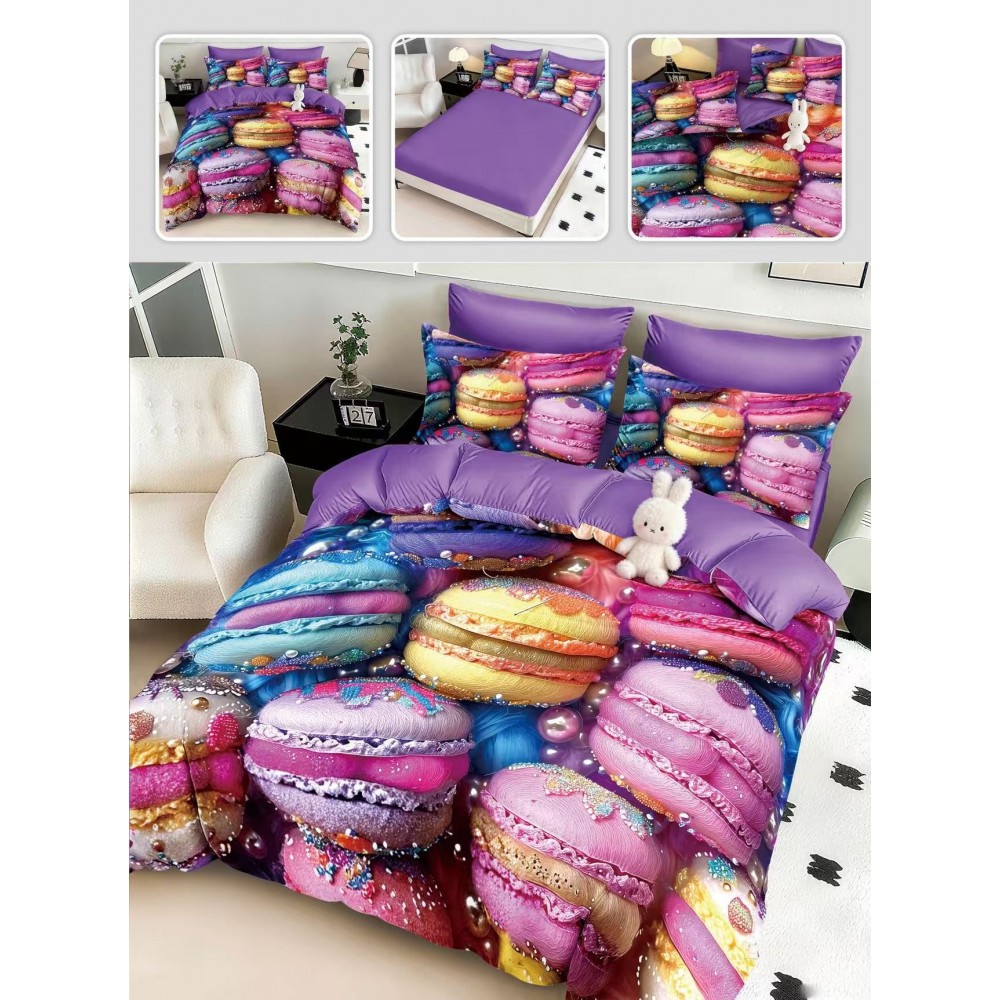 Lenjerie de pat 6 piese 5D cu elastic 180x200 – LF5DM14 LENJERII DIN FINET 5D