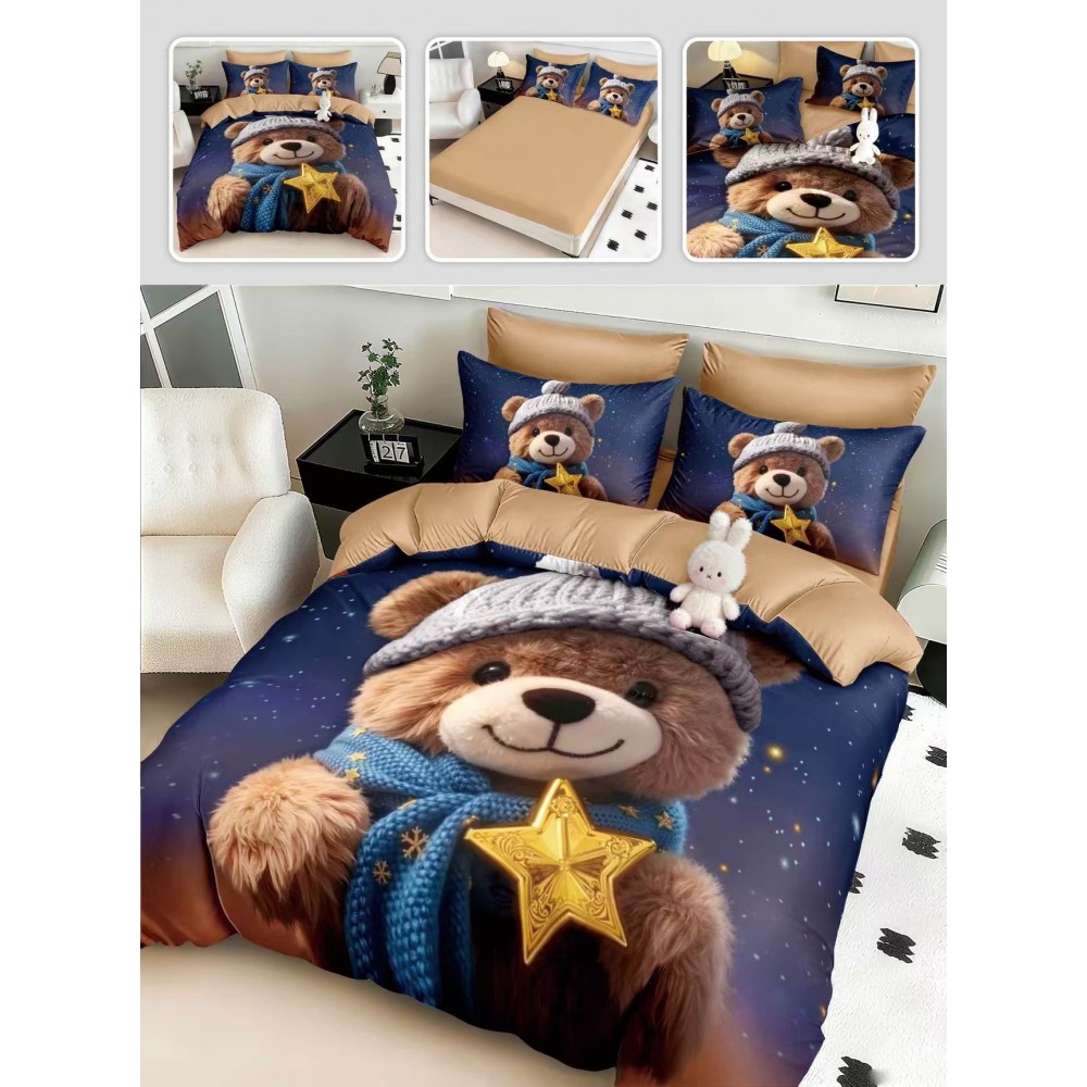 Lenjerie de pat 6 piese 5D cu elastic 180x200 – LF5DM17 LENJERII DIN FINET 5D