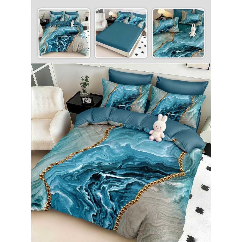 Lenjerie de pat 6 piese 5D cu elastic 180x200 – LF5DM18 LENJERII DIN FINET 5D