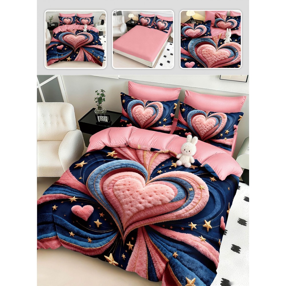 Lenjerie de pat 6 piese 5D cu elastic 180x200 – LF5DM20 LENJERII DIN FINET 5D