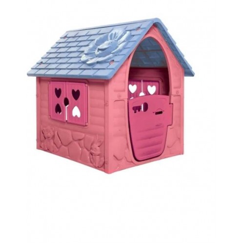 Casuta Mic copii plastic roz cu turcoaz 98 x 90 x 106 cm, LOJ-05