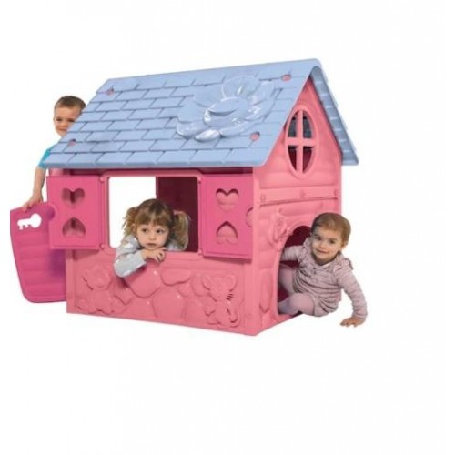 Casuta Mic copii plastic roz cu turcoaz 98 x 90 x 106 cm, LOJ-05