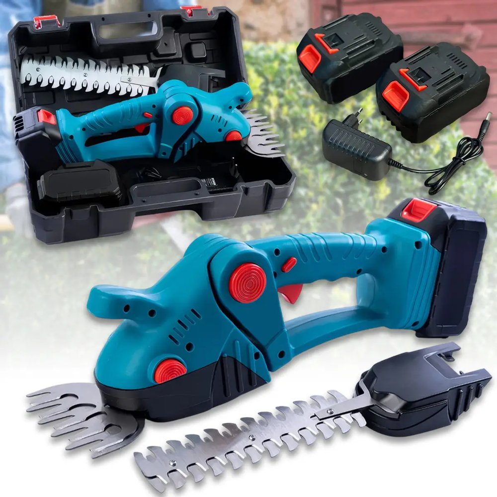 Foarfeca electrica 2 in 1 pentru gradina cu 2 acumulatori de 36V pentru tuns iarba, gard viu sau arbusti FOAR1