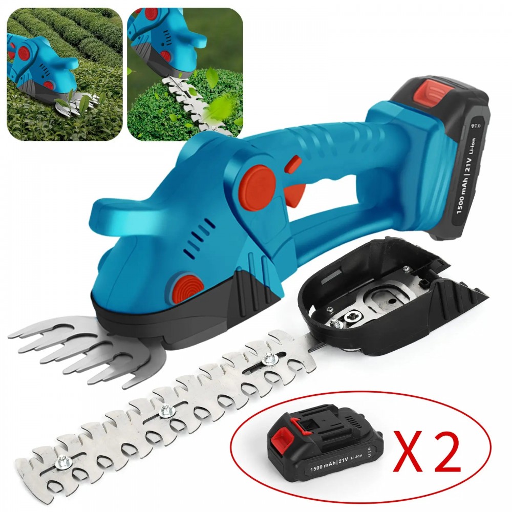 Foarfeca electrica 2 in 1 pentru gradina cu 2 acumulatori de 36V pentru tuns iarba, gard viu sau arbusti FOAR1