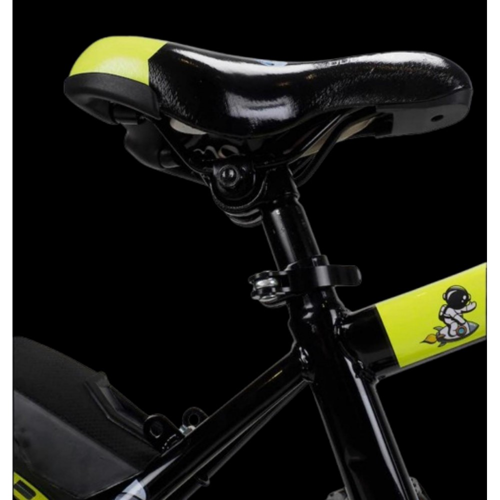 Bicicleta copii 7-10 ani cu roti ajutatoare si bidon pentru apa in suport JHT, 18 inch, Galben