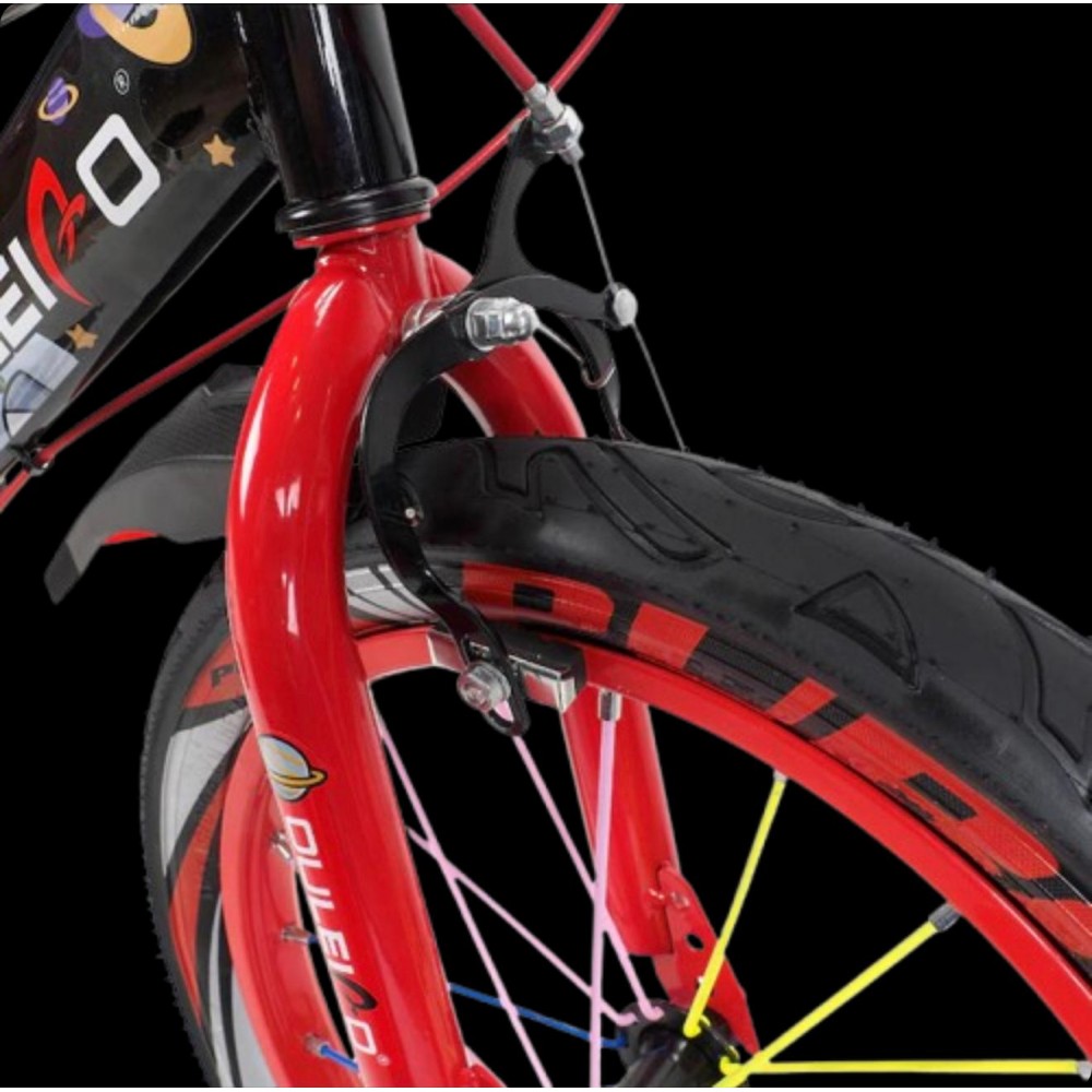 Bicicleta copii 5-7 ani cu roti ajutatoare si bidon pentru apa in suport JHT, 16 inch, Rosu