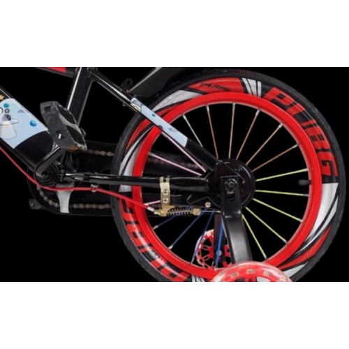 Bicicleta copii 7-10 ani cu roti ajutatoare si bidon pentru apa in suport JHT, 18 inch, Rosu