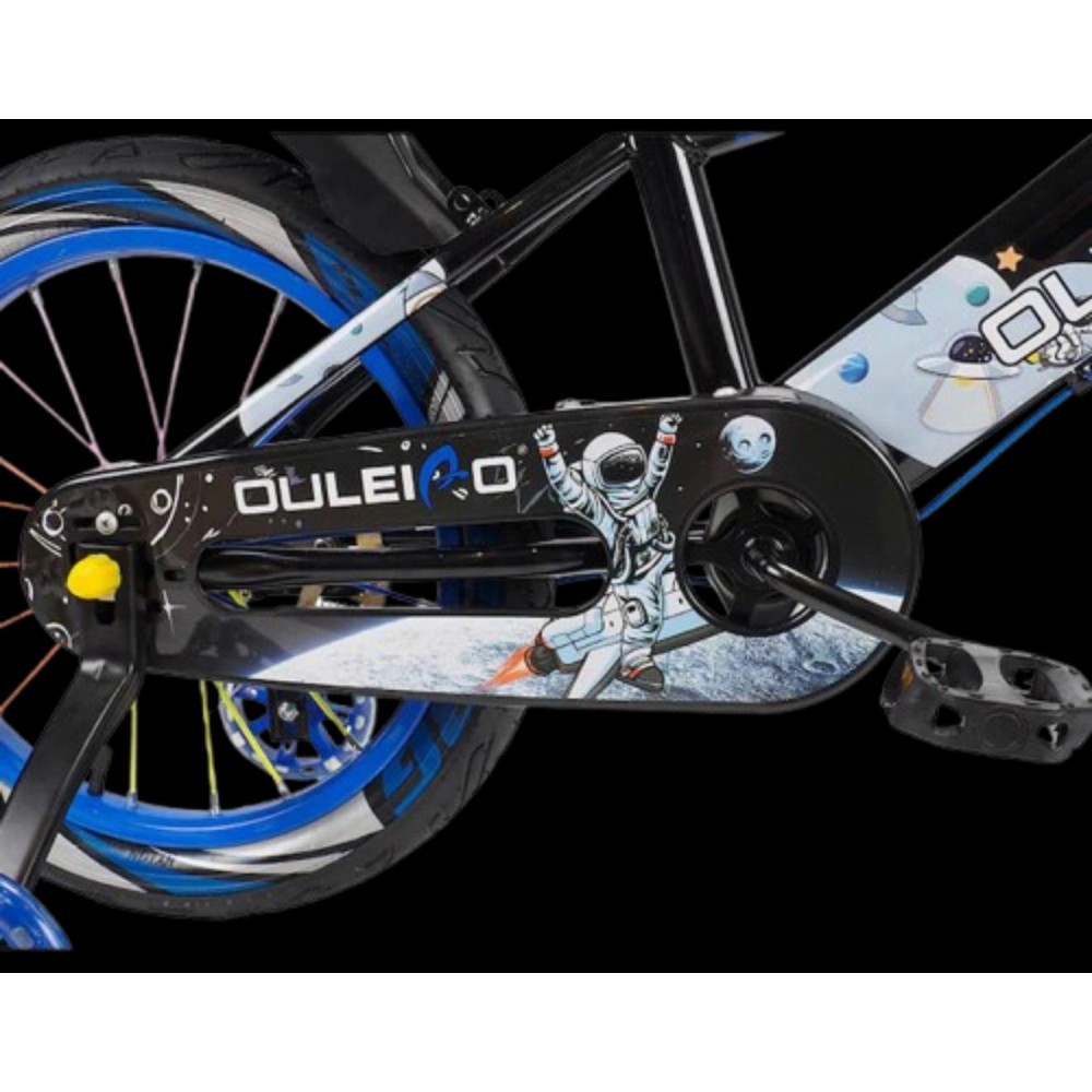 Bicicleta copii 5-7 ani cu roti ajutatoare si bidon pentru apa in suport JHT, 16 inch, albastru