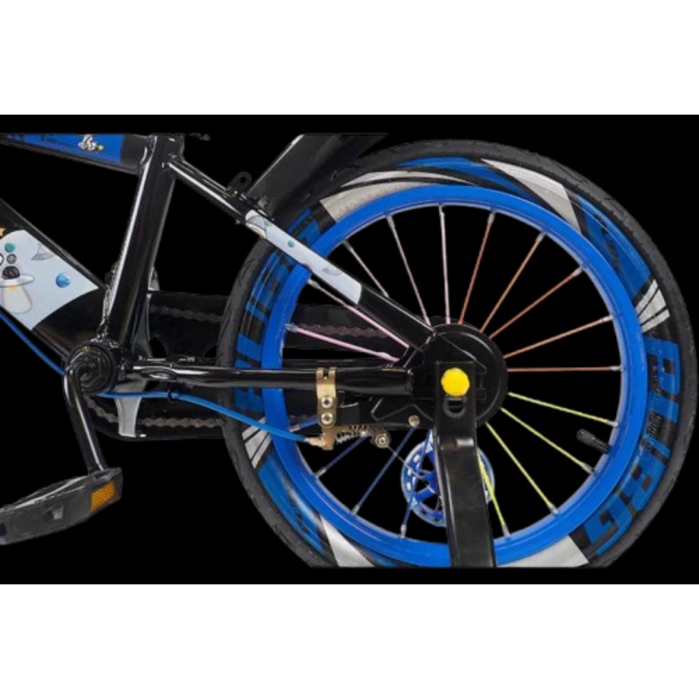 Bicicleta copii 5-7 ani cu roti ajutatoare si bidon pentru apa in suport JHT, 16 inch, albastru