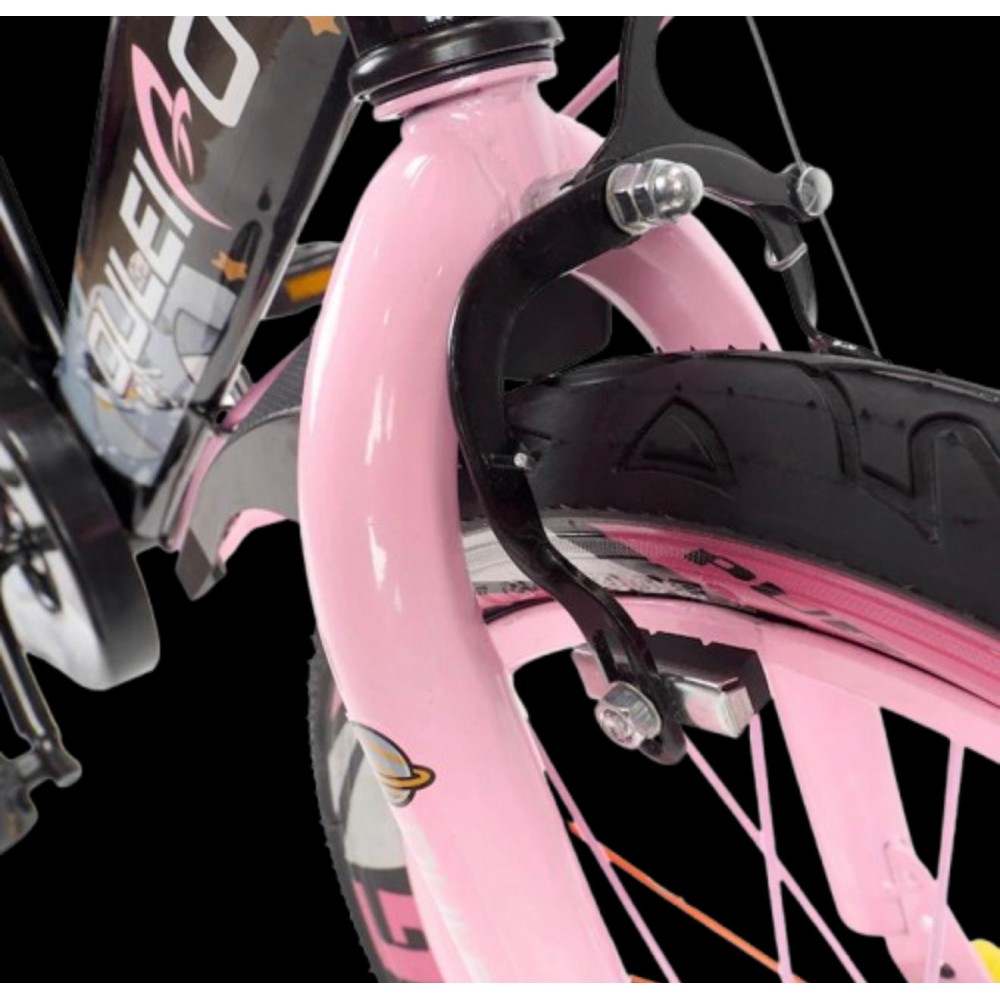 Bicicleta copii 10-14 ani cu roti ajutatoare si bidon pentru apa in suport JHT, 20 inch, Roz
