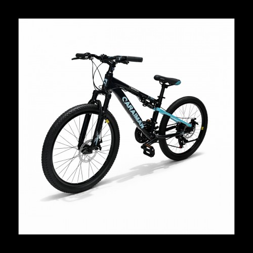 Bicicletă Caraiman, roți 26 inch, cu dublă suspensie, frâne pe disc, 26 GTR-601 Albastru Cameleon