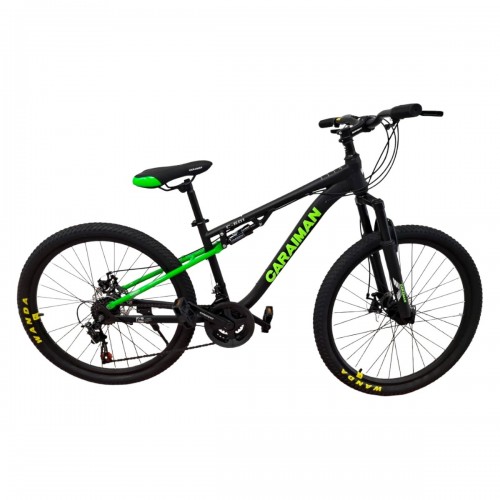Bicicletă Caraiman, roți 26 inch, cu dublă suspensie, frâne pe disc, 26 GTR-601 Verde