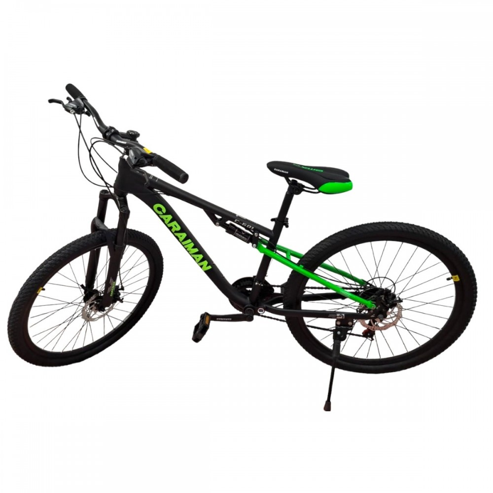 Bicicletă Caraiman, roți 26 inch, cu dublă suspensie, frâne pe disc, 26 GTR-601 Verde BICICLETE ADULTI