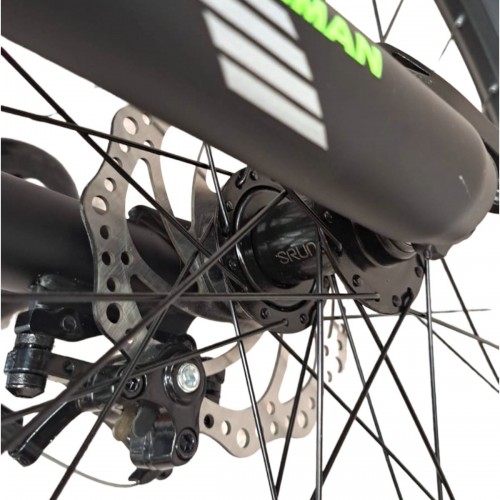 Bicicletă Caraiman, roți 26 inch, cu dublă suspensie, frâne pe disc, 26 GTR-601 Verde