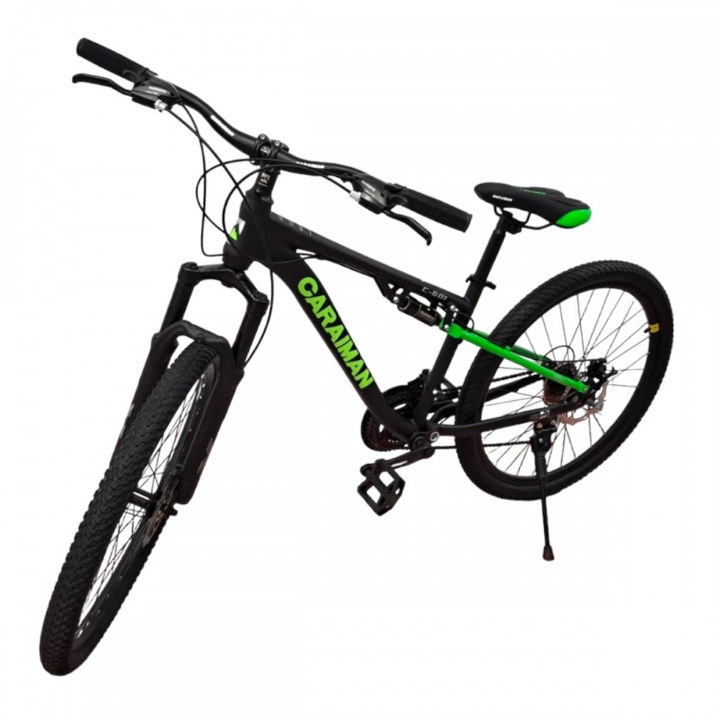 Bicicletă Caraiman, roți 26 inch, cu dublă suspensie, frâne pe disc, 26 GTR-601 Verde BICICLETE ADULTI