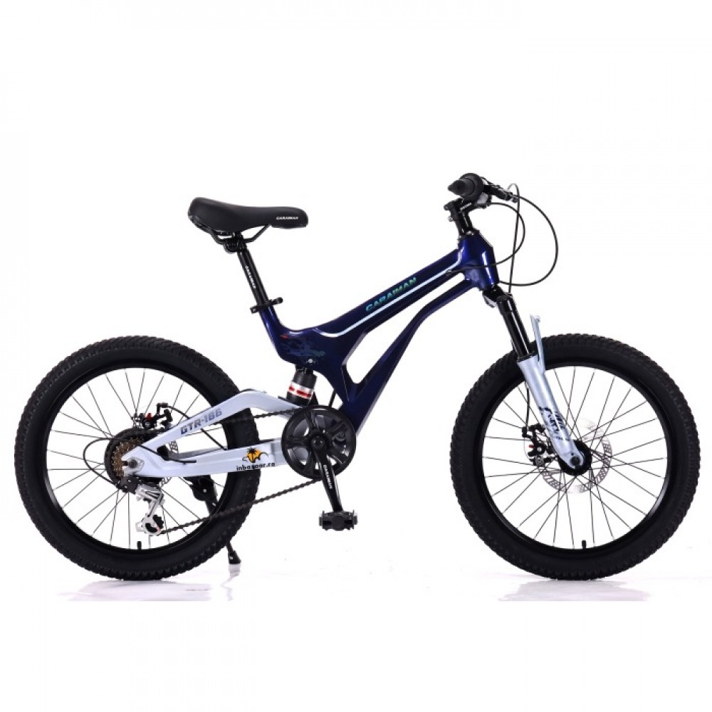 Bicicletă Caraiman, roți 20 inch, cu dublă suspensie, frâne pe disc, 20 GTR-186 roz BICICLETE COPII