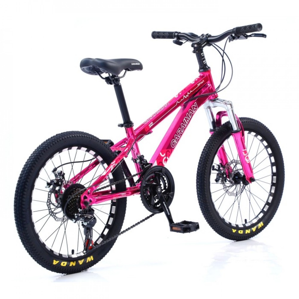 Bicicletă Caraiman, roți 20, cadru oțel, frâne pe disc, 20 CR roz BICICLETE COPII