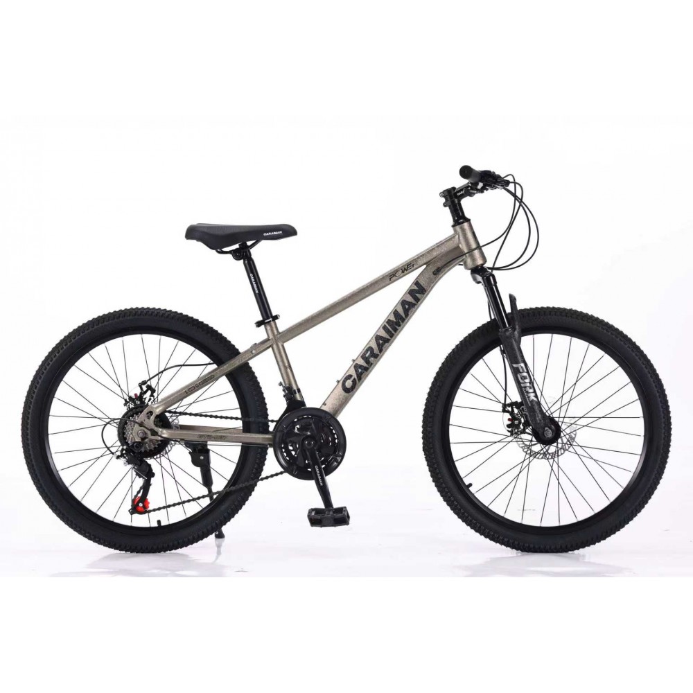 Bicicleta MTB cu Roti de 24 GTR-007, 21 Viteze, Manete Secventiale Shimano, gri/negru BICICLETE ADULTI