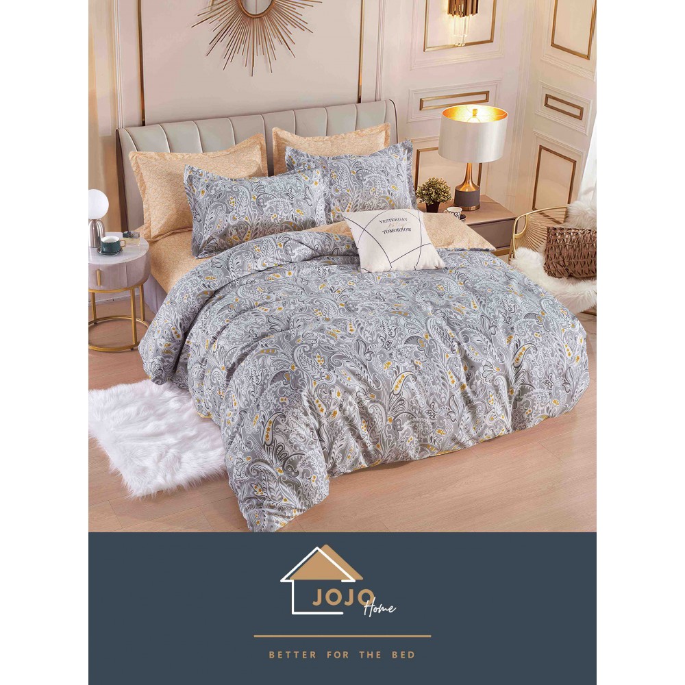 Set Lenjerie Eleganta 6 piese cu elastic din Bumbac Finet, Cearceaf de pat 180x200cm, Pat 2 Persoane, LJ-98 Lenjerii din finet 6 piese cu  elastic