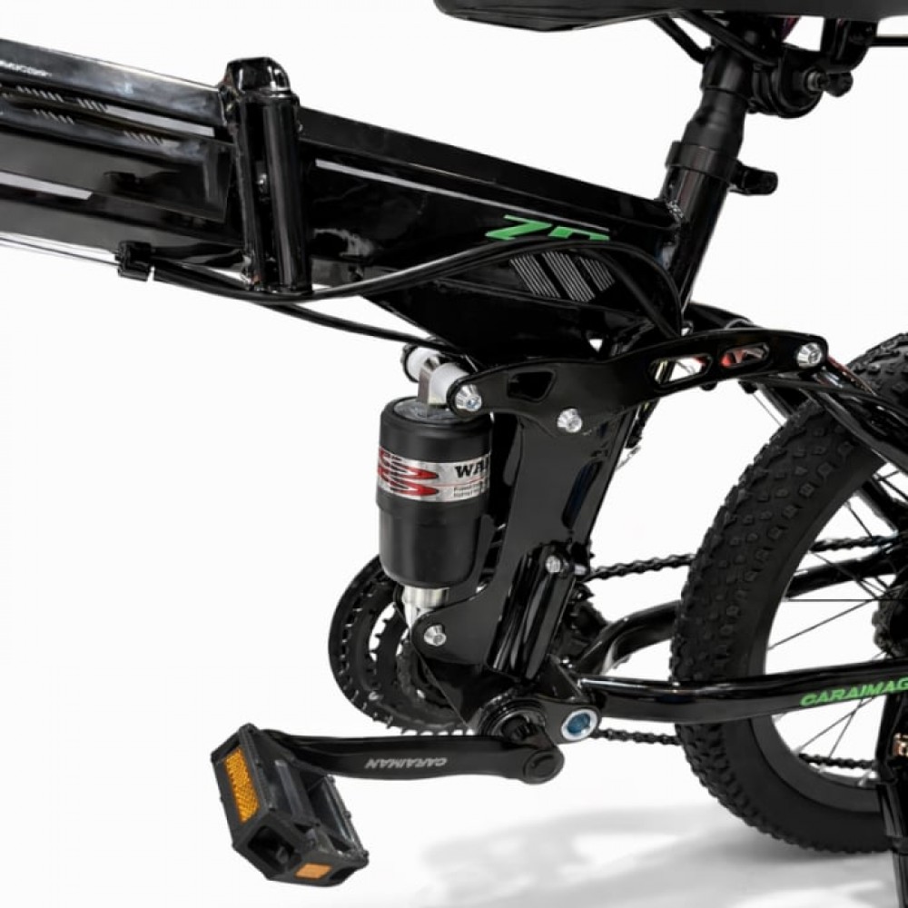 Bicicletă Caraiman, 20ZD, pliabilă, roți 20 inch, cu dublă suspensie, frâne pe disc, verde 20ZD1