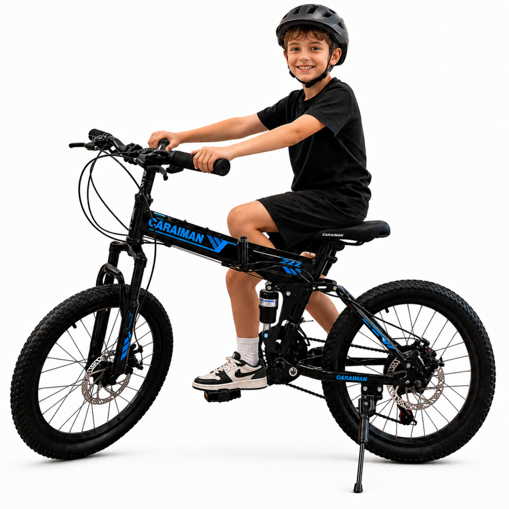Bicicletă Caraiman, 20ZD, pliabilă, roți 20 inch, cu dublă suspensie, frâne pe disc, ALBASTRU 20ZD3 BICICLETE COPII