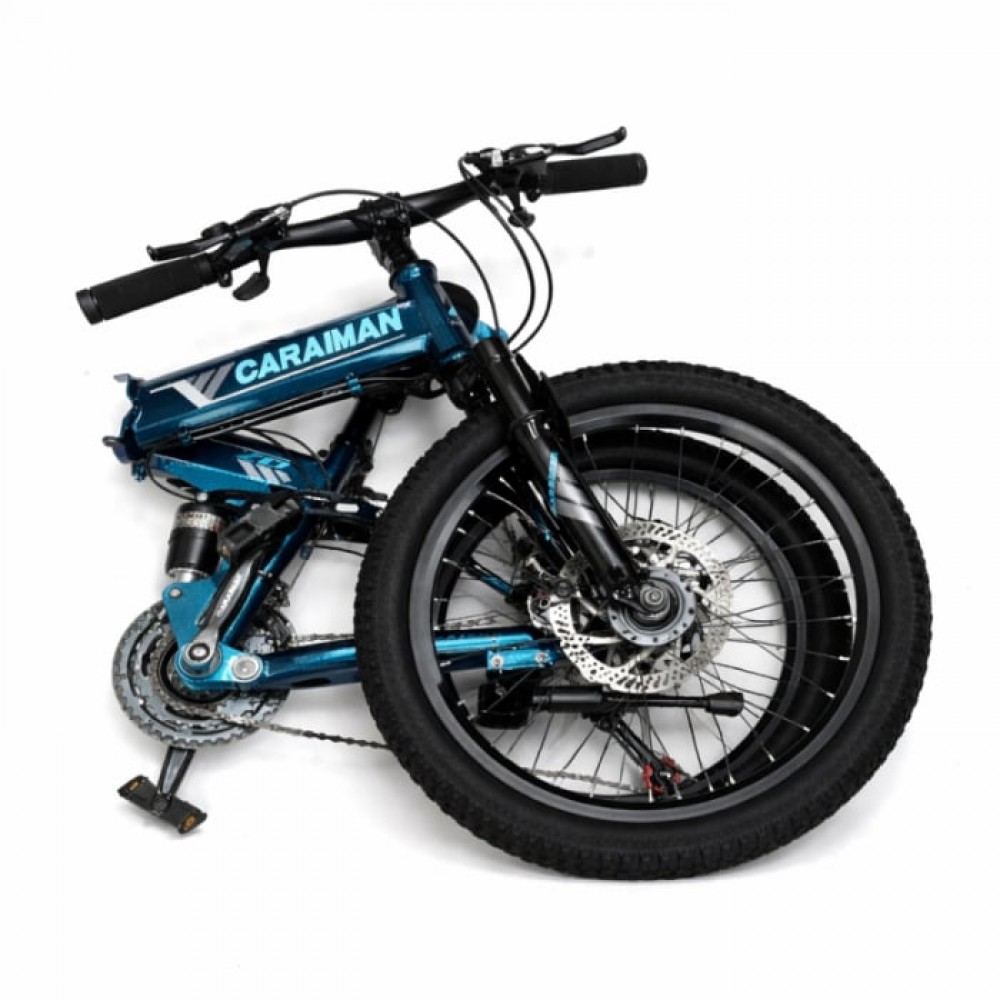Bicicletă Caraiman, 20ZD, pliabilă, roți 20 inch, cu dublă suspensie, frâne pe disc, ALBASTRU 20ZD3 BICICLETE COPII
