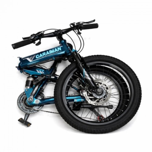 Bicicletă Caraiman, 20ZD, pliabilă, roți 20 inch, cu dublă suspensie, frâne pe disc, ALBASTRU 20ZD3