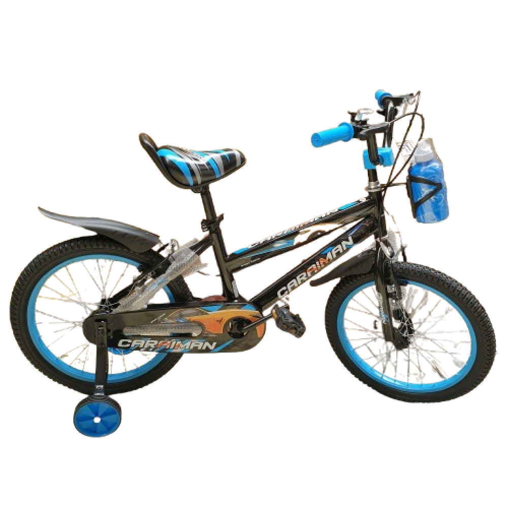 Bicicleta Caraiman 18J, Albastra, cu Roti 18 inch, Roti Ajutatoare, Suport Sticla Apa, pentru copii cu varsta intre 5-8 ani BICICLETE COPII
