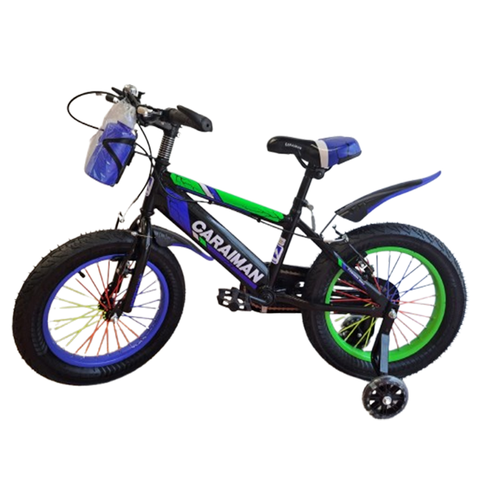 Bicicleta 14 inch Caraiaman ,Roti ajutatoare silicon , Frane V-break 14 HM Albastru BICICLETE COPII
