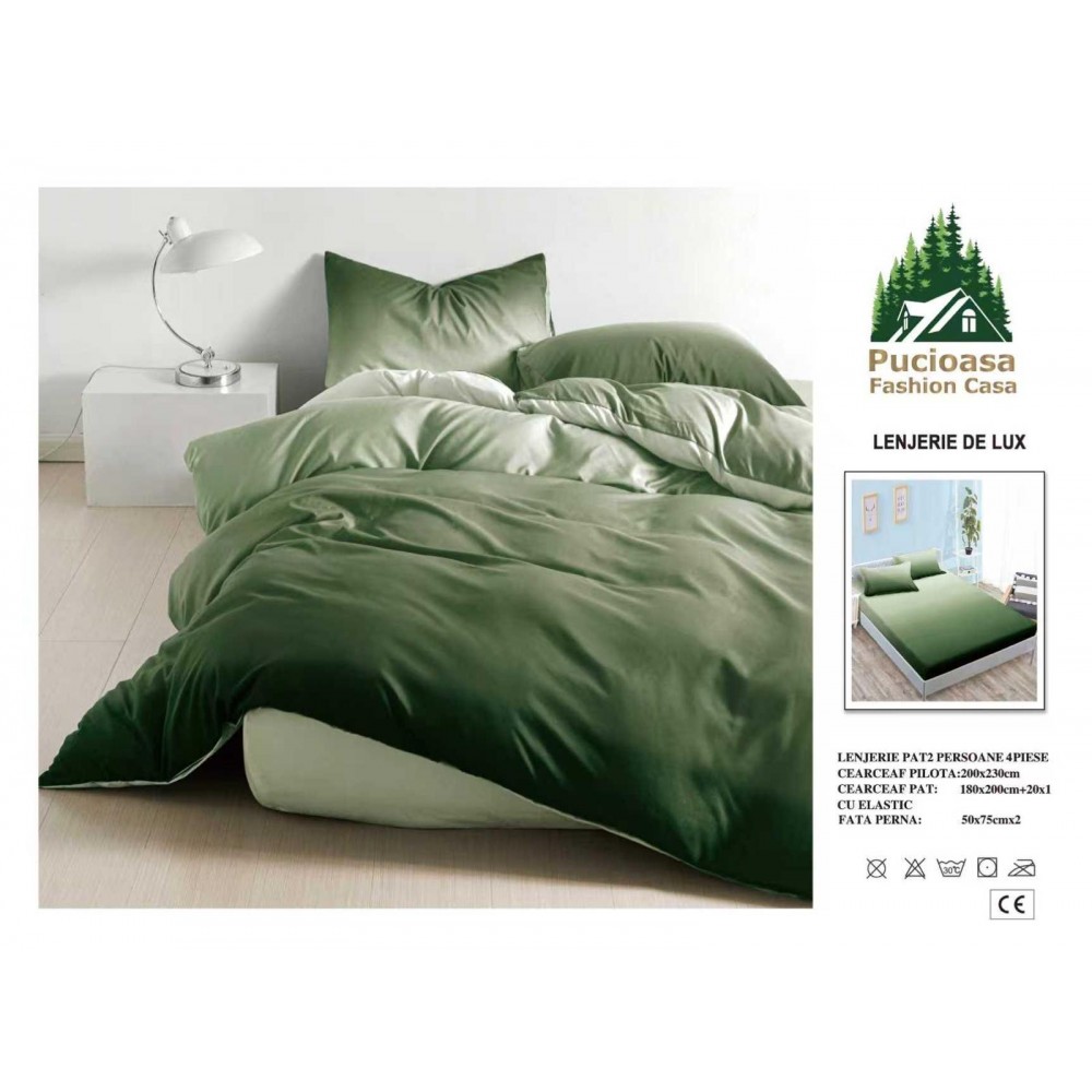 Lenjerie de Pat 2 Persoane 4 Piese cu Elastic – Model Modern, CEARCEAF CU ELASTIC 180X200,LTY10 Oferta Trio - ORICARE 3 MODELE 199 LEI