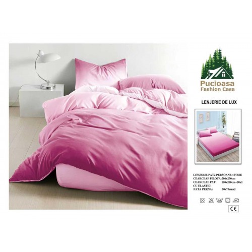 Lenjerie de Pat 2 Persoane 4 Piese cu Elastic – Model Modern, CEARCEAF CU ELASTIC 180X200,LTY19