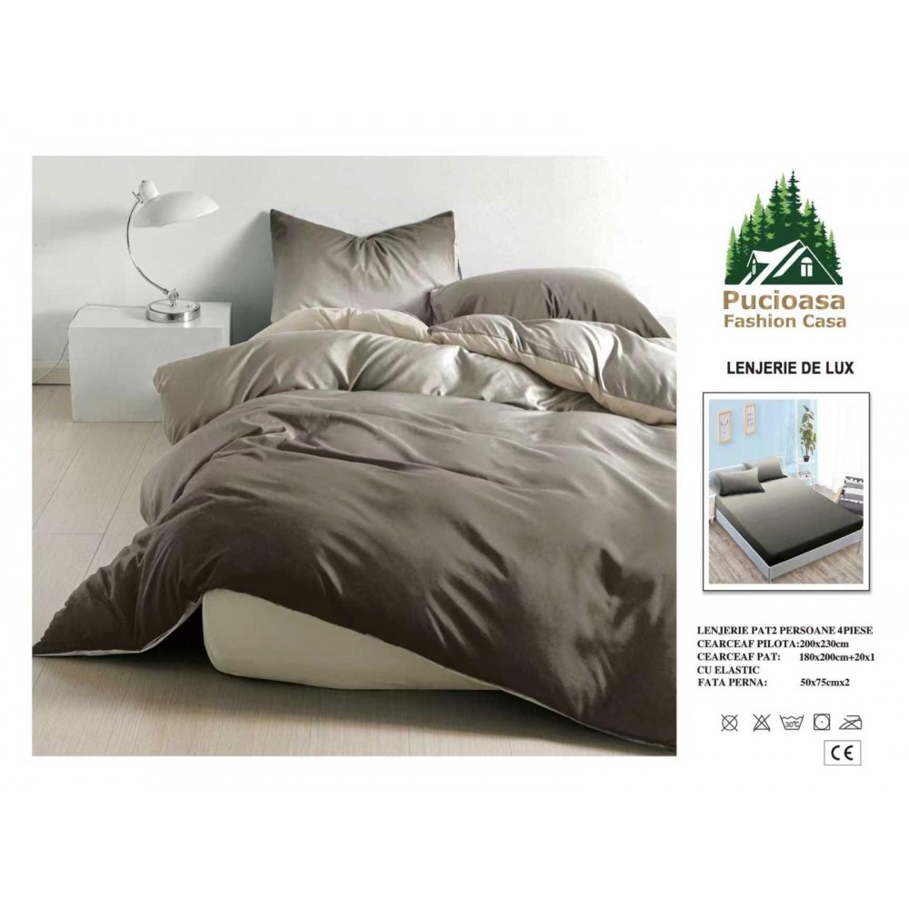 Lenjerie de Pat 2 Persoane 4 Piese cu Elastic – Model Modern, CEARCEAF CU ELASTIC 180X200,LTY21 Oferta Trio - ORICARE 3 MODELE 199 LEI