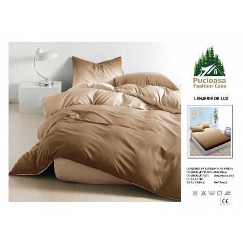 Lenjerie de Pat 2 Persoane 4 Piese cu Elastic – Model Modern, CEARCEAF CU ELASTIC 180X200,LTY23