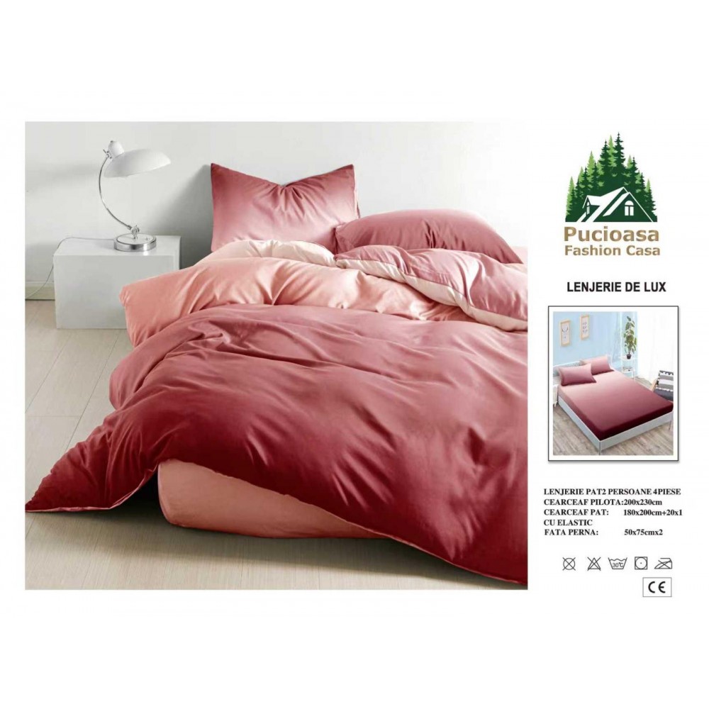 Lenjerie de Pat 2 Persoane 4 Piese cu Elastic – Model Modern, CEARCEAF CU ELASTIC 180X200,LTY24 Oferta Trio - ORICARE 3 MODELE 199 LEI