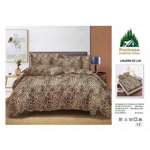 Lenjerie de Pat 2 Persoane 4 Piese cu Elastic – Model Modern, CEARCEAF CU ELASTIC 180X200,LTY27