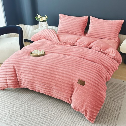 Lenjerie Cocolino pat dublu ,tip raiat,  4 piese, cu ELASTIC 180X200 LCTRC1