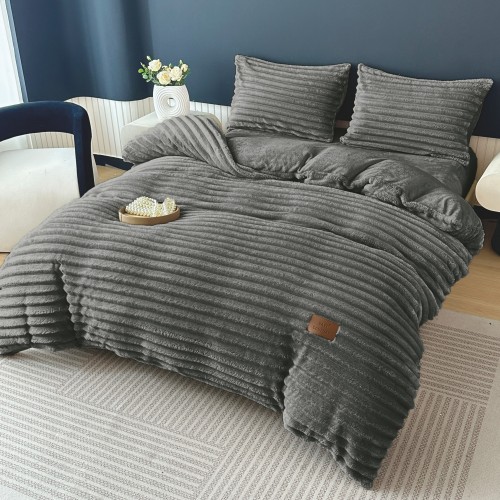 Lenjerie Cocolino pat dublu ,tip raiat,  4 piese, cu ELASTIC 180X200  LCTRC2